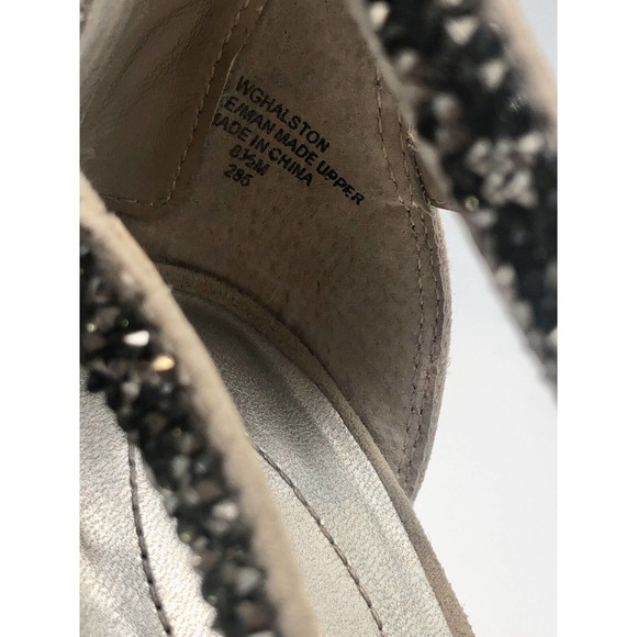 GUESS WGHALSTON Beige Sand‎ Metallic GRAY Rhinestone Heel Strappy Sandal Evening - Picture 11 of 11